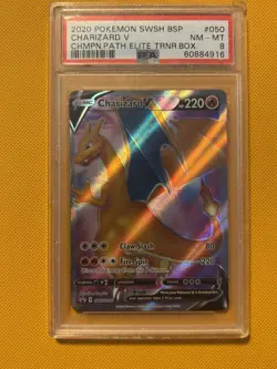 Pokemon Charizard V SWSH050 Champion's Path Promo Card PSA NM MT 8 Black Star - Image 1