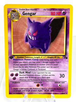 1st Edition Gengar 20/62 - Fossil - Non Holo Rare - Pokemon - NM - Image 1