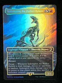 MTG Indoraptor, the Perfect Hybrid Borderless Foil, Jurassic World FREE SHIPPING - Image 1