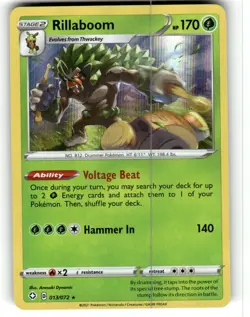 Rillaboom Holo Rare - 013/072 - Shining Fates Pokemon 2021 NM - Image 1