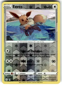 Eevee 052/072 Shining Fates Reverse Holo NM Pokemon - Image 1