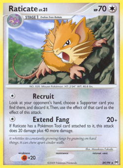 Raticate 29/99 Arceus Rare LP 2009 Reverse Holo - Image 2