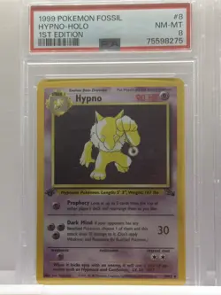 1999 Pokemon Fossil Hypno Holo 1st Edition PSA 8 WOTC Vintage - Image 1