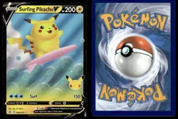 SURFING PIKACHU V 008/025 HOLO V RARE CELEBRATIONS POKEMON NM - Image 1