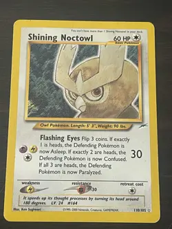 Pokemon TCG Neo Destiny Shining Noctowl Holo Rare Card 110/105 - Image 1