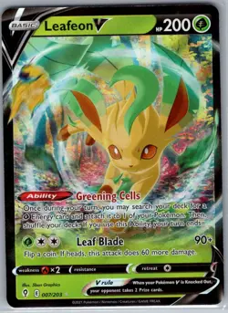 Leafeon V 007/203 SWSH07: Evolving Skies - Pokemon Card - NM - Image 1