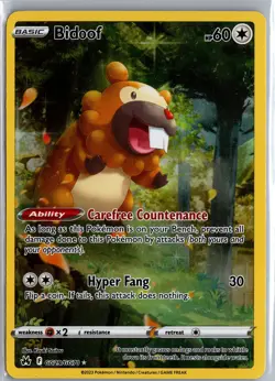 Bidoof GG29/GG70 Crown Zenith Holo Pokemon Card LP - Image 1