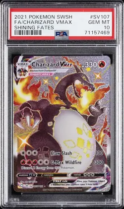 2021 POKEMON SWORD & SHIELD SHINING FATES #SV107 FULL ART/CHARIZARD VMAX PSA 10 - Image 1