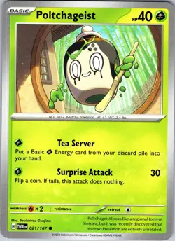 Poltchageist 021/167 Common Twilight Masquerade Pokemon NM - Image 1