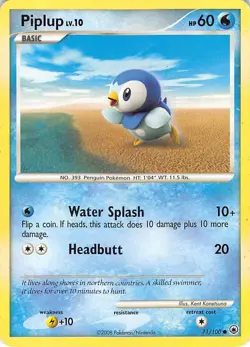 Piplup 71/100 Common Majestic Dawn Pokemon Moderately Played - Image 1