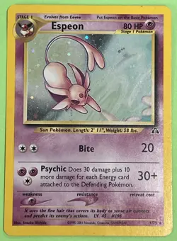POKEMON Espeon Neo Discovery Unlimited Holo 1/75 LP Condition SEE PHOTOS - Image 1