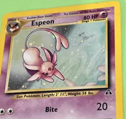 POKEMON Espeon Neo Discovery Unlimited Holo 1/75 LP Condition SEE PHOTOS - Image 3