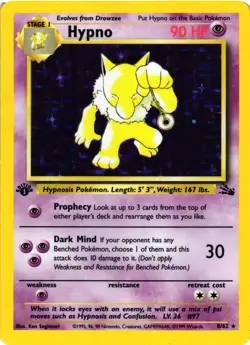 Pokemon TCG Fossil Hypno 8/62 Holo Rare 1st Edition LP - Image 1
