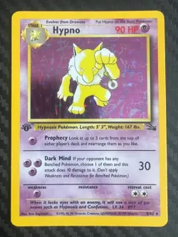 Pokemon TCG Fossil Hypno 8/62 Holo Rare 1st Edition LP - Image 3