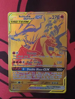 2021 Pokemon Sun & Moon Black Star RESHIRAM & CHARIZARD GX Promo Tag Team SM247 - Image 1