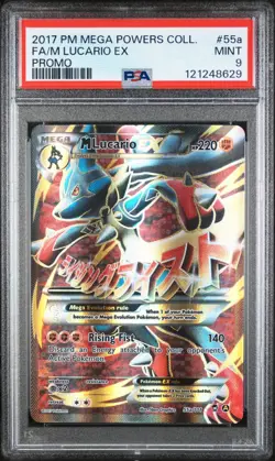 2017 Pokemon XY Mega Powers Promo M Lucario EX Full Art 55a PSA 9 Mint - Image 1