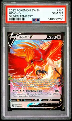 2022 POKEMON SWORD & SHIELD SILVER TEMPEST #140 HO-OH V PSA 10 - Image 1