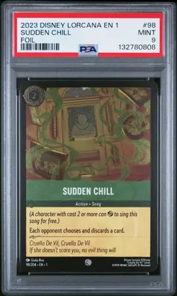 2023 DISNEY LORCANA EN 1-THE FIRST CHAPTER FOIL #98 SUDDEN CHILL PSA 9 - Image 1