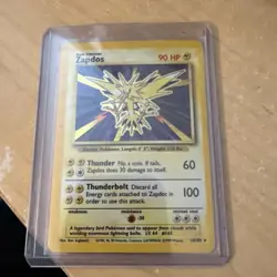 Pokemon TCG Zapdos Base Set Holo Rare Card 16/102 - Image 1
