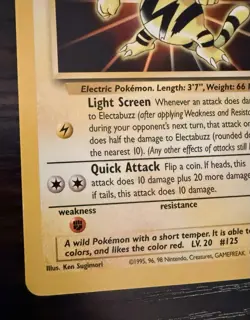 Electabuzz Kids WB Pokemon The First Movie Regular Basic HP60 Pokemon TCG Card - Image 4
