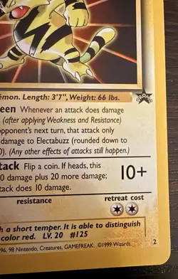 Electabuzz Kids WB Pokemon The First Movie Regular Basic HP60 Pokemon TCG Card - Image 5