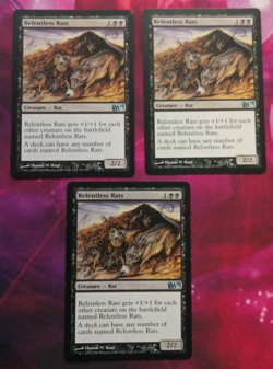 x3 Relentless Rats M11. LP, Lightly Played. Magic, MTG. You are buying three. - Image 1