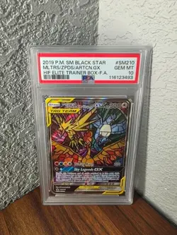 2019 POKEMON SM BLACK STAR PROMO FULL ART/MOLTRES & ZAPDOS & ARTICUNO GX PSA 10 - Image 1
