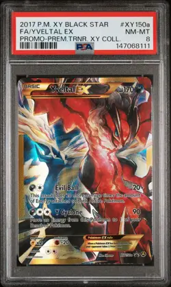 2017 POKEMON XY BLACK STAR PROMO #XY150A FULL ART/YVELTAL EX PSA 8 NM-MT - Image 1