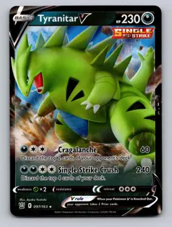 Tyranitar V 097/163 Holo V Rare Battle Styles Pokemon Holo NM - Image 1