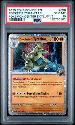 2025 POKEMON DRI EN-DESTINED RIVALS #096 TEAM ROCKET'S TYRANITAR PSA 10 - Image 1