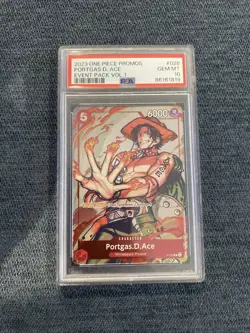 2023 ONE PIECE PROMOS EVENT PACK VOL.1 #028 PORTGAS D. ACE PSA 10 - Image 1