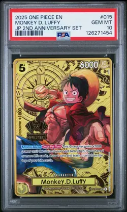 2025 ONE PIECE ST13-015 JAPANESE 2ND ANNIVERSARY SET MONKEY D LUFFY ENG PSA 10 - Image 1