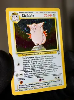 Clefable 5/130 Holo Rare - Vintage Base Set 2 Pokemon Card - Heavily Played - Image 1