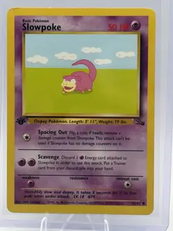 Pokemon TCG Slowpoke 1st Edition Common Card Fossil, 55/62, Regular DAMAGED - Image 2