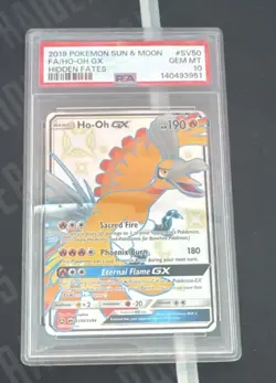 2019 POKEMON SUN & MOON HIDDEN FATES #SV50 FULL ART/HO-OH GX PSA 10 - Image 1