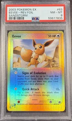 2003 Pokemon EX Sandstorm 63 Eevee Reverse PSA 8 NM-MT - Image 1
