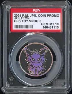 Pokemon Jolteon 2024 Japanese Capsule Vending Series 5 Graded Coin PSA 10 - Image 1