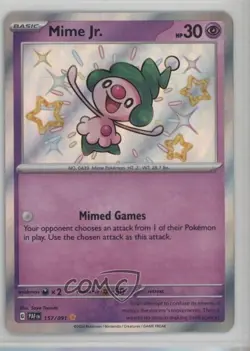Shiny Rare - Mime Jr Pokemon Scarlet & Violet Paldean Fates PAF #157 - Image 1