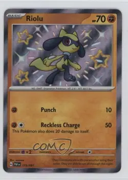 Shiny Rare - Riolu Pokemon Scarlet & Violet Paldean Fates PAF #173 - Image 1