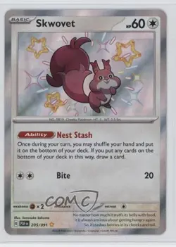Shiny Rare - Skwovet Pokemon Scarlet & Violet Paldean Fates PAF #205 - Image 1