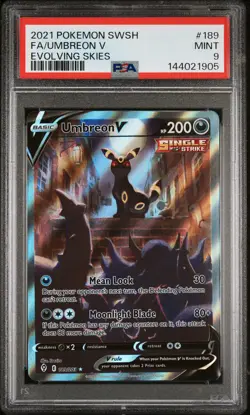 2021 POKEMON SWORD & SHIELD EVOLVING SKIES #189 FULL ART/UMBREON V PSA 9 - Image 1