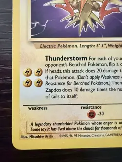 Zapdos 30/62 Fossil Basic HP90 Pokemon TCG Card English - Image 4