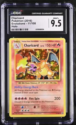 CGC 9.5 MINT+ ✨ - Charizard 11/108 Evolutions Holo - 2016 Pokemon - Image 1