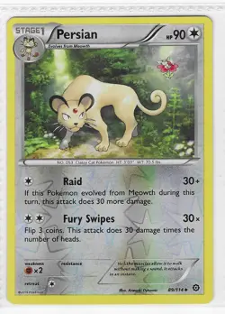 Persian 89/114 Uncommon Steam Siege Pokemon Reverse Holo Near Mint - Image 1
