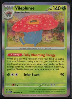 Vileplume 045/165 Pokemon 151 Rare Lightly Played Holo Card - Image 1