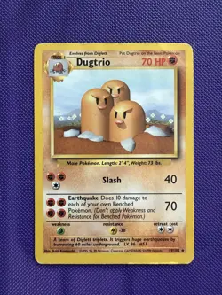 Dugtrio 19/102 Base Set Rare Pokemon Card WOTC 1999 Vintage MP - Image 1