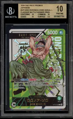 One Piece CCG Roronoa Zoro Serialized 2480/2700 JPN Winner Prize OP12-020 BGS 10 - Image 1