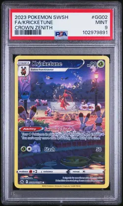 2023 POKEMON SWORD & SHIELD CROWN ZENITH #GG02 FULL ART/KRICKETUNE PSA 9 - Image 1
