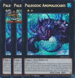 Yugioh! 3x Paleozoic Anomalocaris MP25-EN137 Prismatic Secret Rare 1st Ed NM - Image 1