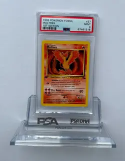Moltres Pokemon 1999 Fossil 1st Edition Non Holo Rare 27/62 WOTC PSA 9 MINT! - Image 1